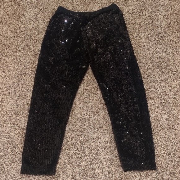 Joan Vass black sparkly sequin high rise tapered leg pant - Picture 10 of 10